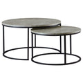 Hanover Grey 2-Piece Round Faux Marble Nesting Coffee Table in Grey with Gunmetal Metal Frames, 35 inches Diameter