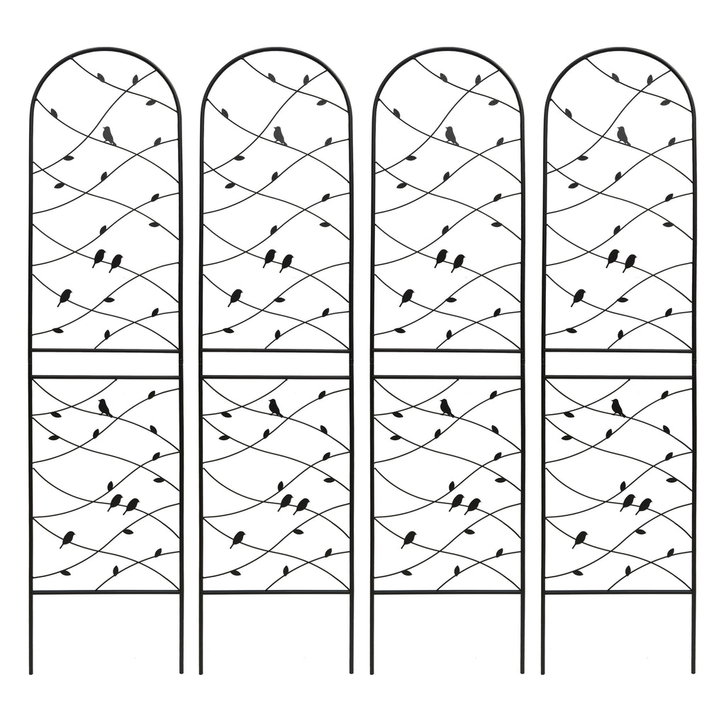4 Pack Metal Garden Trellis 86.7' x 19.7' Rustproof Trellis for Climbing Plants Outdoor Flower Support Bird Deco Black Iron