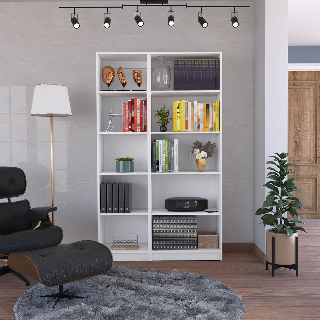 Kenyon 2 Piece Home Bookcase set, 42' Wide with 10 Shelves, Living Room Set White