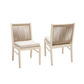 CORDOBA KD Dining Chair Set of 2 with Acacia Wood Frame and Water Repellent Fabric in Beige and Yellow