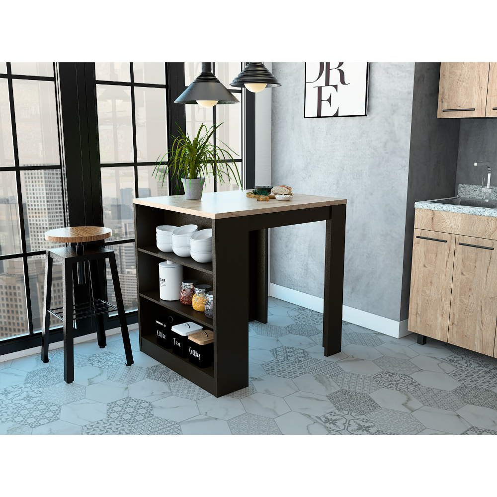 3-Drawer Kitchen Island Wenge and Pine