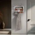 White and Natural Oak Wall-mounted Organizer with Open Storage