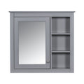Modern Grey Wall-Mounted Medicine Cabinet with Mirror and 3 Open Shelves, 30'' x 28'' MDF & Glass Storage Cabinet