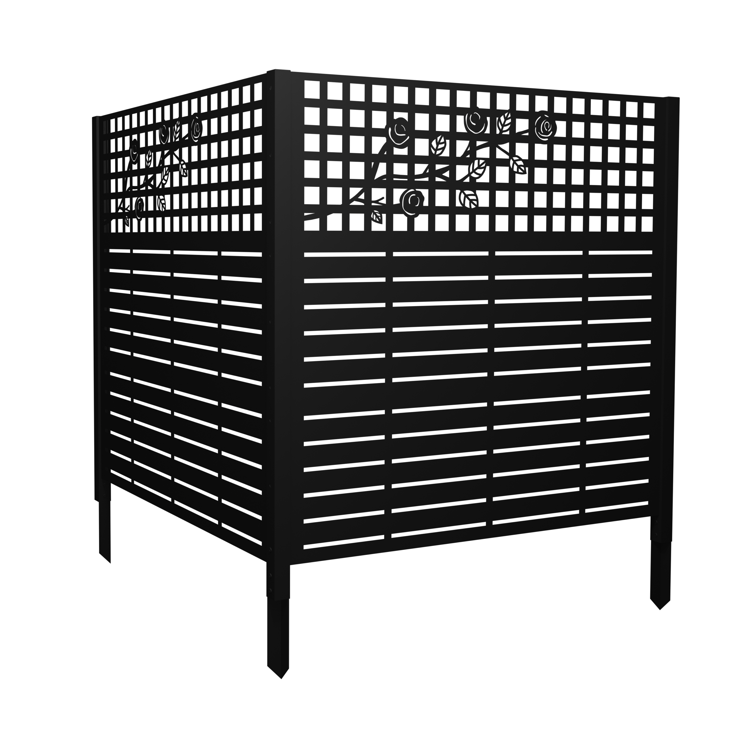 W48'' x H47.3'' x 2 Panels Metal Privacy Screen, Outdoor Privacy Panels, Trash Can Enclosure, Air Conditioner Fence, Pool Equipment Enclosure, Backyard Fencing, Rose Black