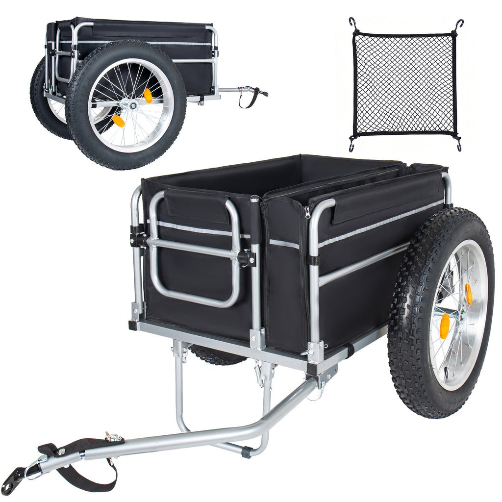 Upgraded 23'x4.0 Fat Tires Bike Cargo Trailer, 150LBS Load Capacity Heavy-Duty Bicycle Wagon Cart, Foldable Compact Storage, Universal Safe Hitch System, for Camping, Groceries & Hauling Essentials