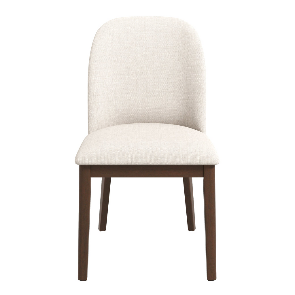 Mid-Century Modern Kaitlyn Beige Linen Dining Chair with Solid Wood Legs, 34.3'H x 19.3'W x 23'D Set of 2
