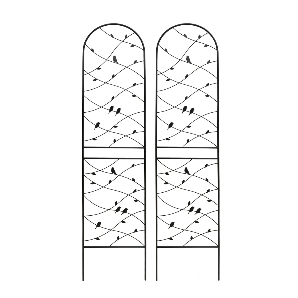 2 Pack Black Metal Garden Trellis 86.7' x 19.7' Rustproof Support for Climbing Plants Outdoor Flower & Bird Decor Iron
