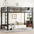 Twin  XL Size Metal Loft Bed, Loft Bed with Easy Climbing Ladder and Guardrails , Black