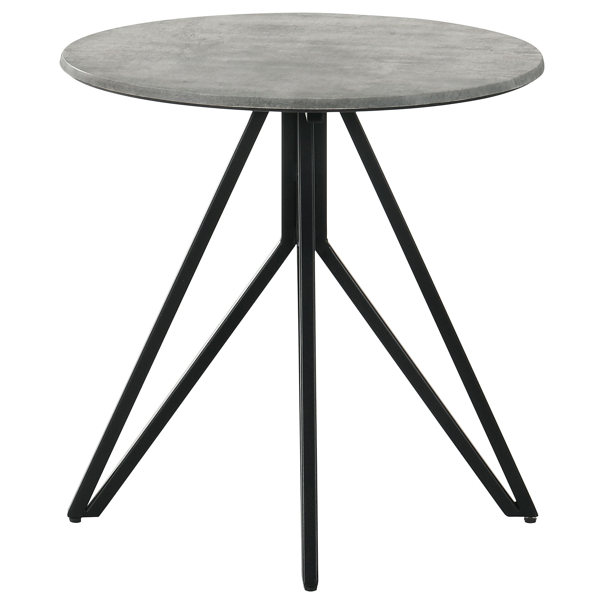 Hadi Cement and Gunmetal Round End Table: Modern Industrial Design with Sleek Round Shape, Grey Cement Finish, Wood and Metal Construction, 23.5 x 23.5 x 23.75 Inches