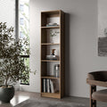 Natural Oak and White 5-Shelf Bookcase with Open Storage