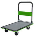 Flatbed Cart, 660lbs Heavy Duty Capacity Platform Hand Truck 360 Degree Swivel Wheels Foldable Push Hand Cart for Loading and Storage, Warehouse-Green