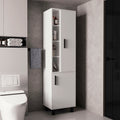 Stanton Tall Storage Cabinet With Two Doors And Three Open Shelves, White