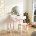 Liannon Contemporary Wood Vanity and Stool Set, White