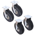 4PCS 10IN CASTER pneumatic tire(2PCS SWIVEL+2PCS RIGID), Caster Wheel, Steel Hub with Ball Bearings, 5/8-Inch Bore Centered Axle -black
