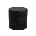 Contemporary Outdoor Lightweight Concrete MGO Side/End Table with Black Marble Finish for Living Room or Patio