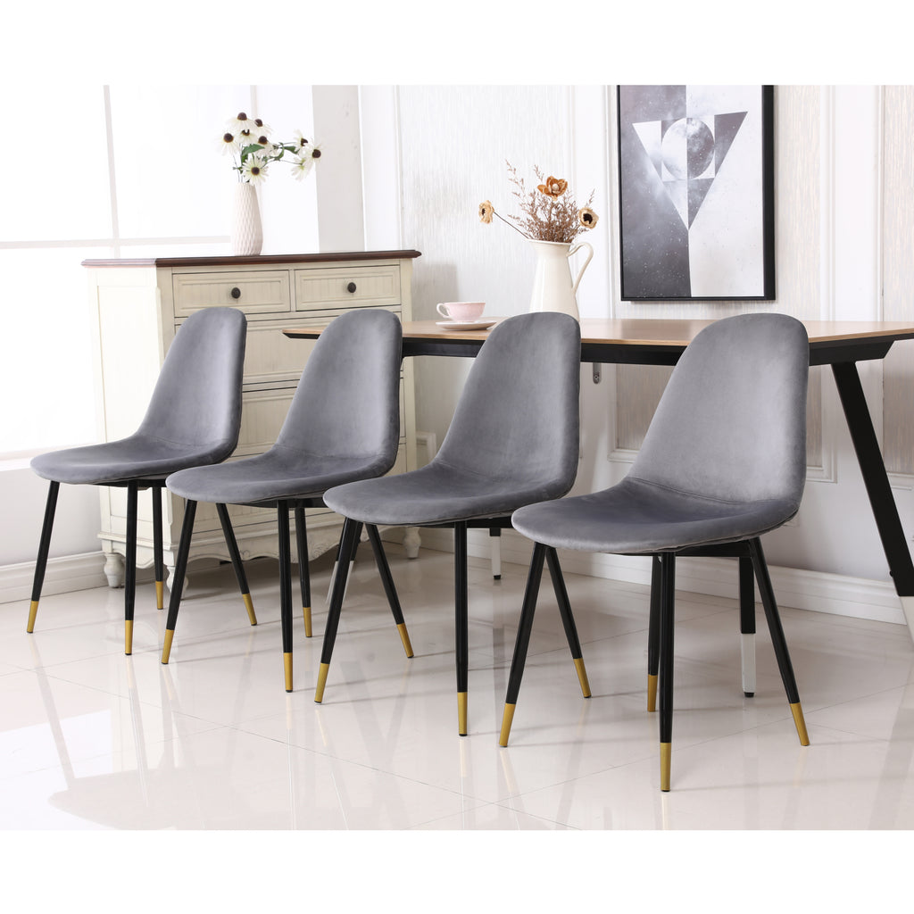 Lassan Contemporary Fabric Dining Chairs, Set of 4, Gray