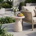 Outdoor/Indoor Travertine Lightweight Concrete Side Table