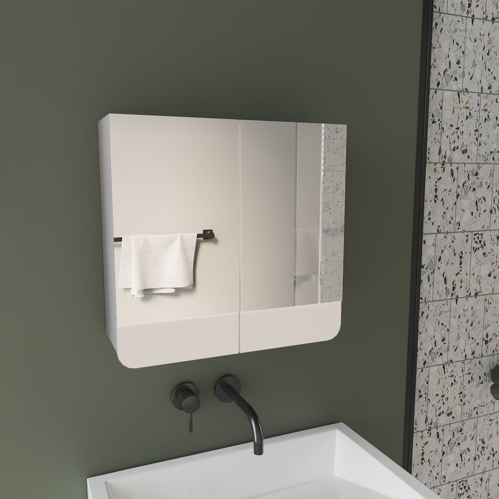 Luv Mirror Medicine Cabinet with Interior Shelves, Modern Bathroom Storage Solution And Organizer, White