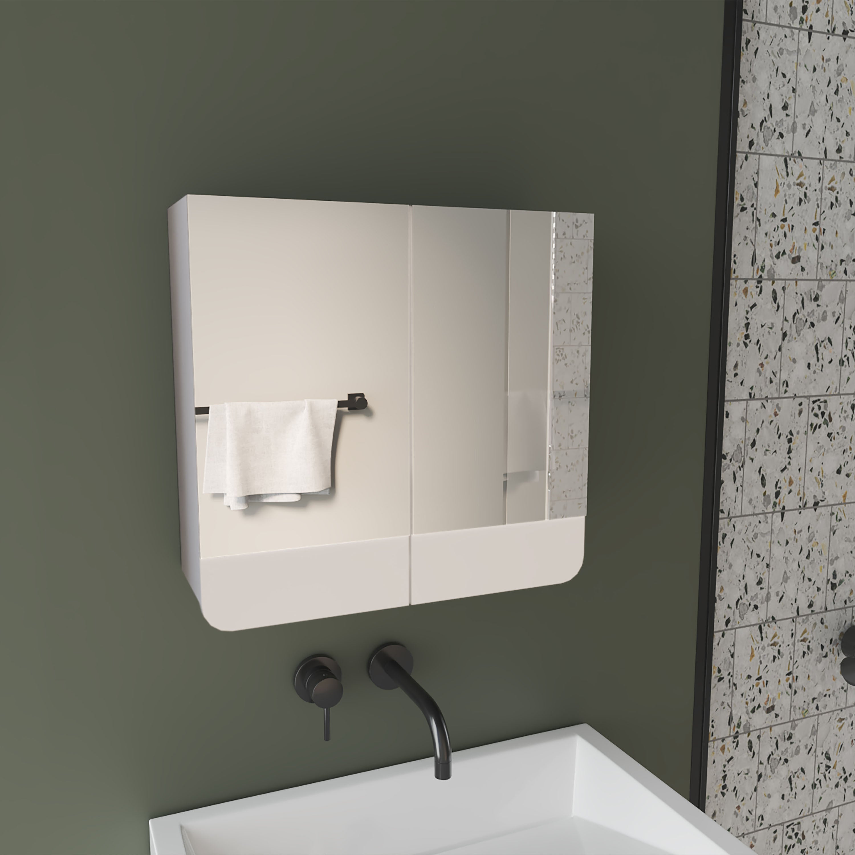 Luv Mirror Medicine Cabinet with Interior Shelves, Modern Bathroom Storage Solution And Organizer, White