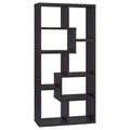 8-Shelf Cappuccino Geometric Bookcase with Modern Design, Wood-Effect Finish, 70.75in H x 35in W x 11.75in D