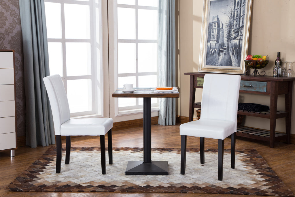 Urban Style Solid Wood Leatherette Padded Parson Chair, White, Set of 2