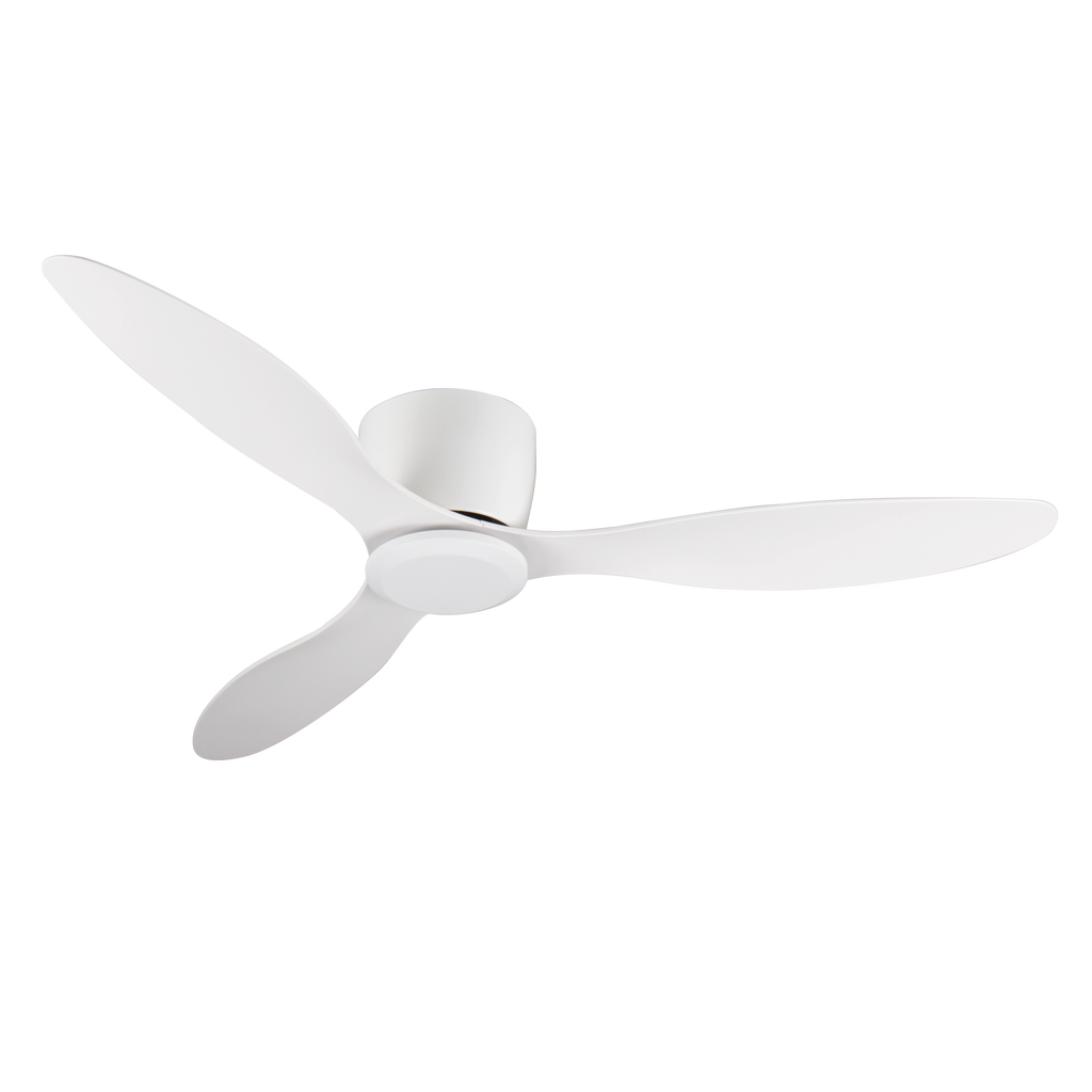 52' Flush Mount white Ceiling Fan without light, 3 Reversible Blades, with 6 Speeds Reversible DC Motor,Low Profile Ceiling Fan with no light for Living Room Kitchen Bedroom