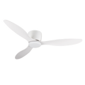 52' Flush Mount white Ceiling Fan without light, 3 Reversible Blades, with 6 Speeds Reversible DC Motor,Low Profile Ceiling Fan with no light for Living Room Kitchen Bedroom