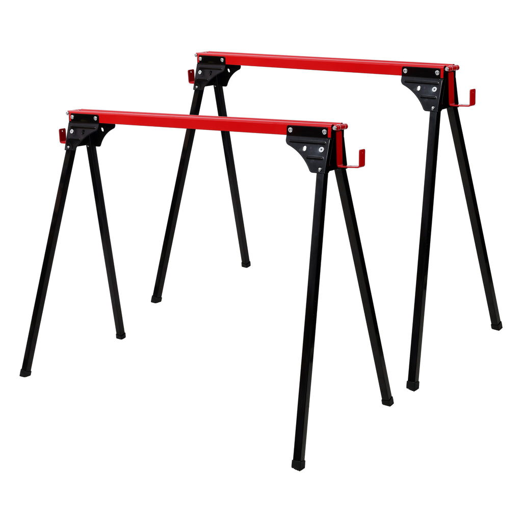 Saw Horses 2 Pack, Folding Portable Work Horse with Fast Open Legs, Heavy Duty Steel Sawhorse for Garage, Workshop, Fully Assembled