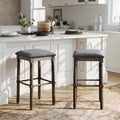 Arnhem Wood Upholstered Bar Stools, Set of 2, Grey