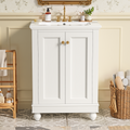 24 inch Modern Bathroom Vanity Cabinet, Simple & Elegant Design with Soft-Closing Storage, Adjustable Shelf, Bathroom Vanity with Ceramic Sink