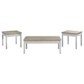 Quintara Distressed Pine and White 3-Piece Coffee Table Set with Rustic Wood Tops and Clean White Bases, Natural+White Finish, Engineered Wood Construction