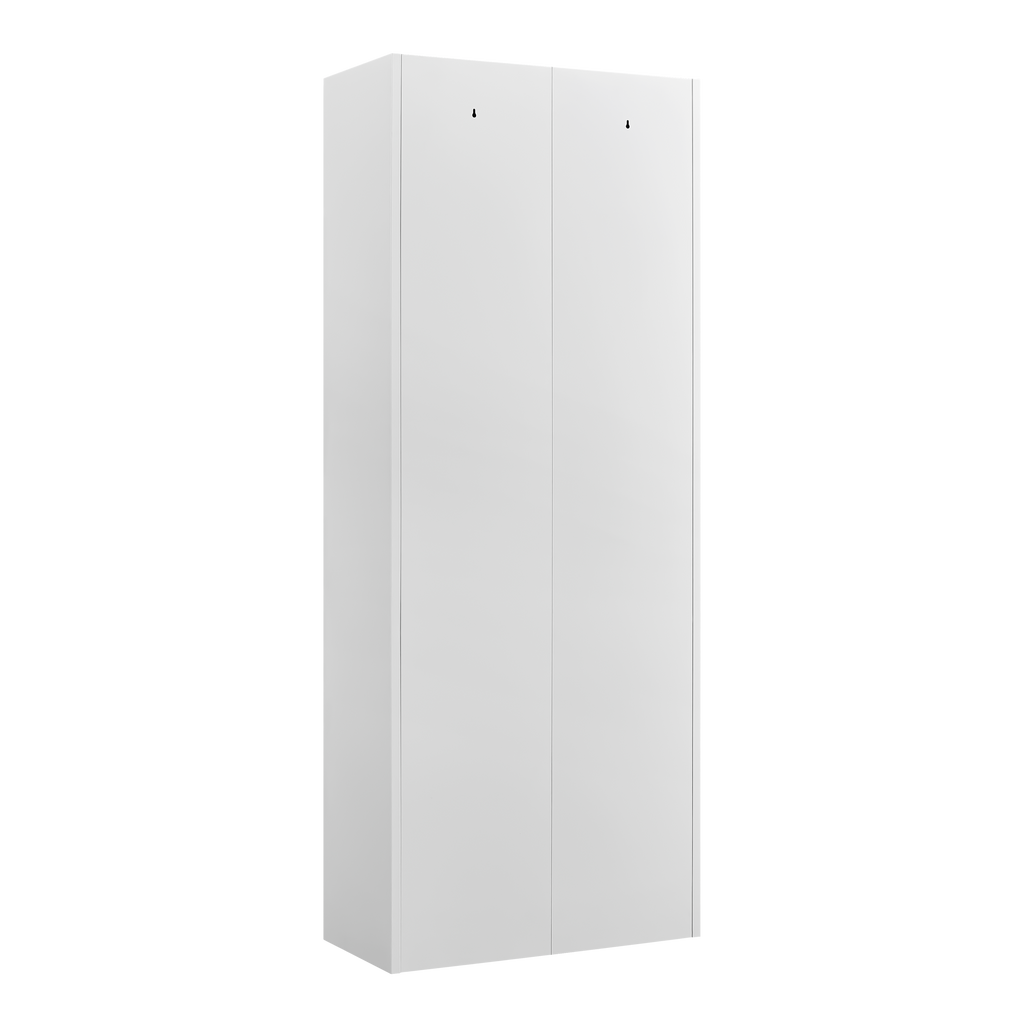 White Metal Adjustable 2-Door Storage Cabinet with Powder-Coated Steel, Tall Kitchen Pantry Cabinet with Adjustable Shelves for Living Room, Dining Room, and Office