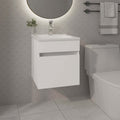 White Bathroom Floating Vanity with Sink and 1 Door