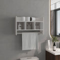 Bathroom Wall Shelf with Towel Bar, Compact Storage With A Wide Upper Shelf, Three Comapct Middle Shelves and Towel Holder for Bathroom Organizer, White