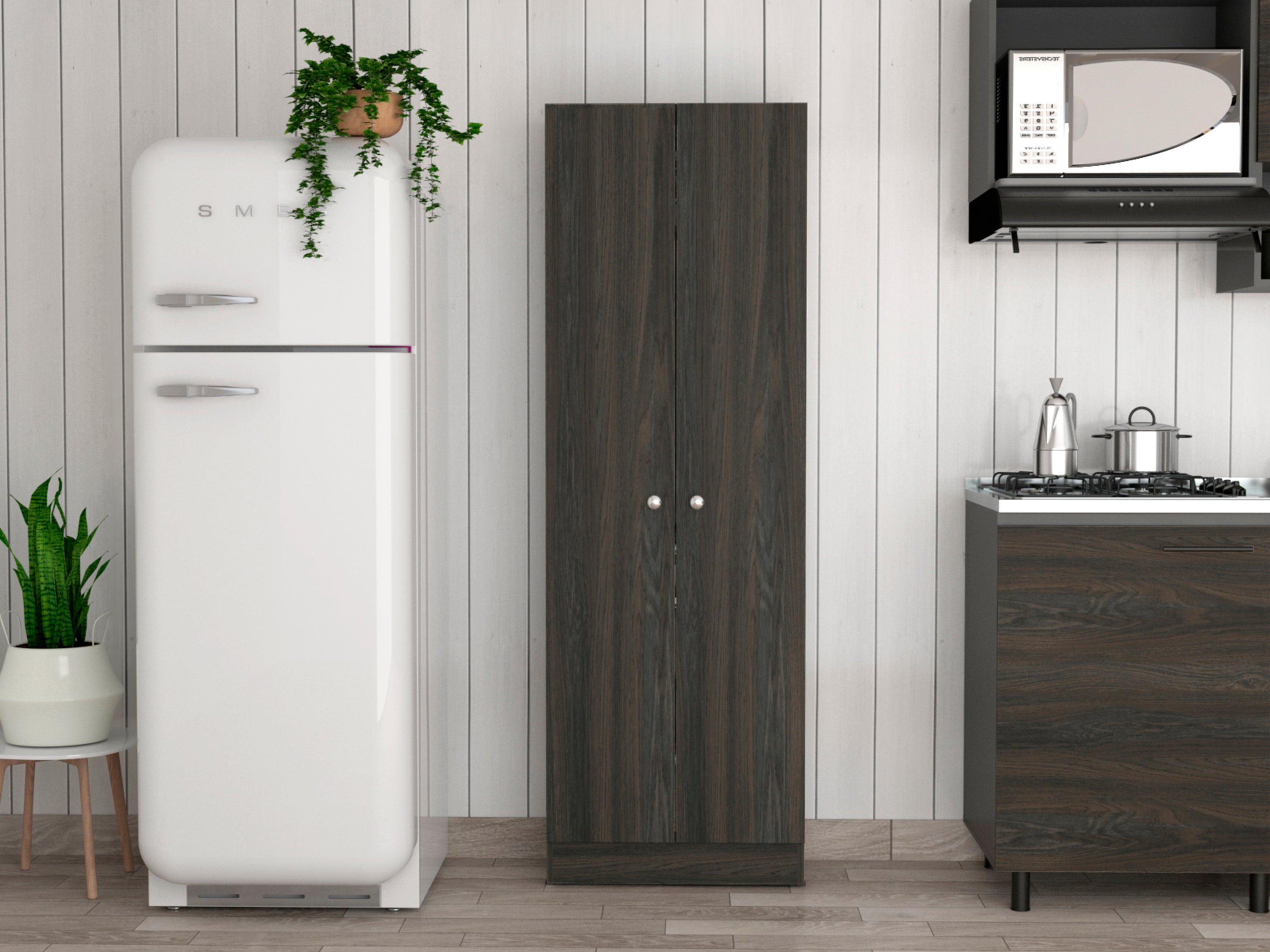 Rectangle 2-Door Storage Tall Cabinet Carbon Espresso and Wenge