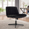 Blynn Adjustable Swivel Criss Cross Chair, Wide Seat Office Chair Vanity Chair, Black