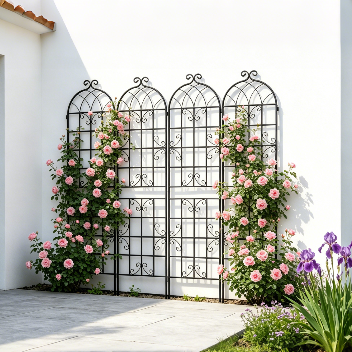 Metal Garden Trellis 4 Pack Rustproof Climbing Plant Support Black 86.7'' x 19.7''