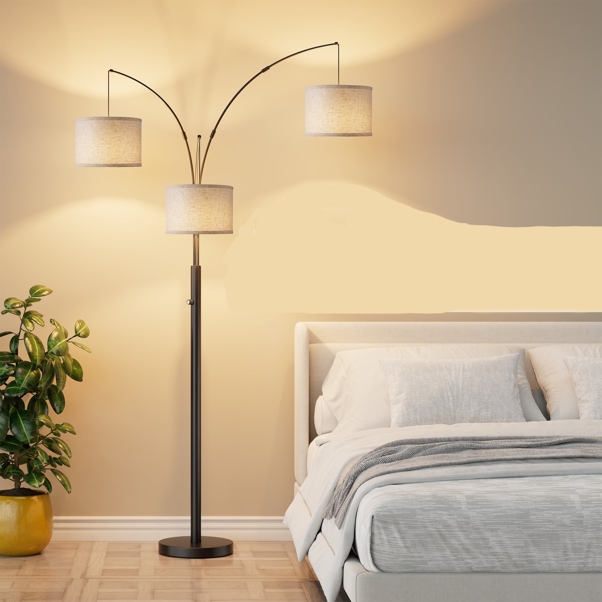 Three-Color Temperature & Dimmable Three-Head Floor Lamp: Create A Cozy Home Lighting Ambiance