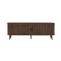 70-inch Modern TV Stand for TVs up to 80 inches, Media Center with Ample Storage, Dark Brown Wood-Grain Finish, Solid Wood Legs, MDF Cabinet