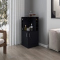 Wenge Corner Bar Cabinet with Bottle Rack and Open Shelf