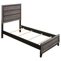 Grey Oak and Black Transitional Twin Panel Bed with Tapered Legs, Wood Frame, 42.25 x 80.75 Inch