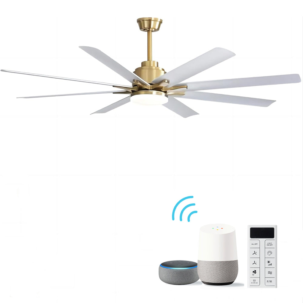 (same as W882P147244) 66 Inch Modern Smart Ceiling Fan With Dimmable Led Light 8 ABS Blades Remote Control Reversible DC Motor For Home Office