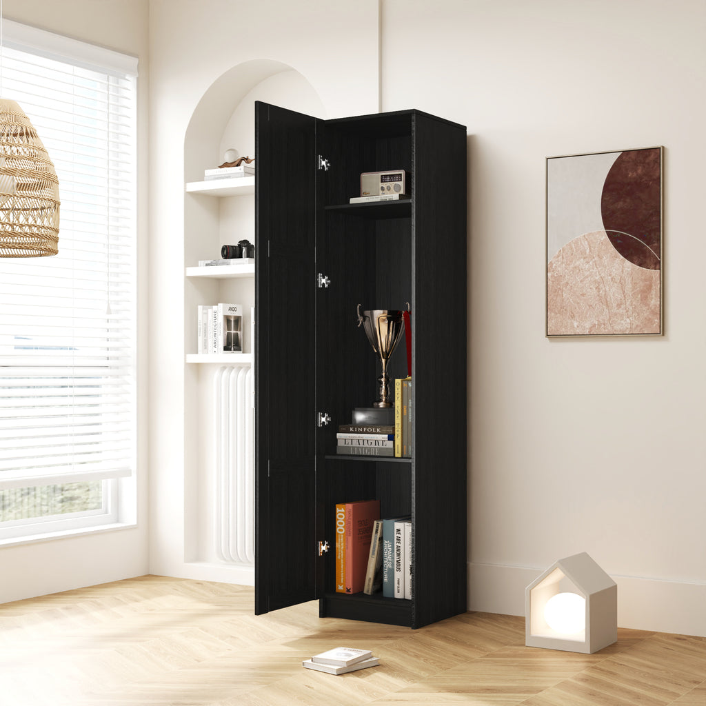 Stackable Wall Mounted Storage Cabinet, 15.75' D x 15.75' W x 70.87' H,black