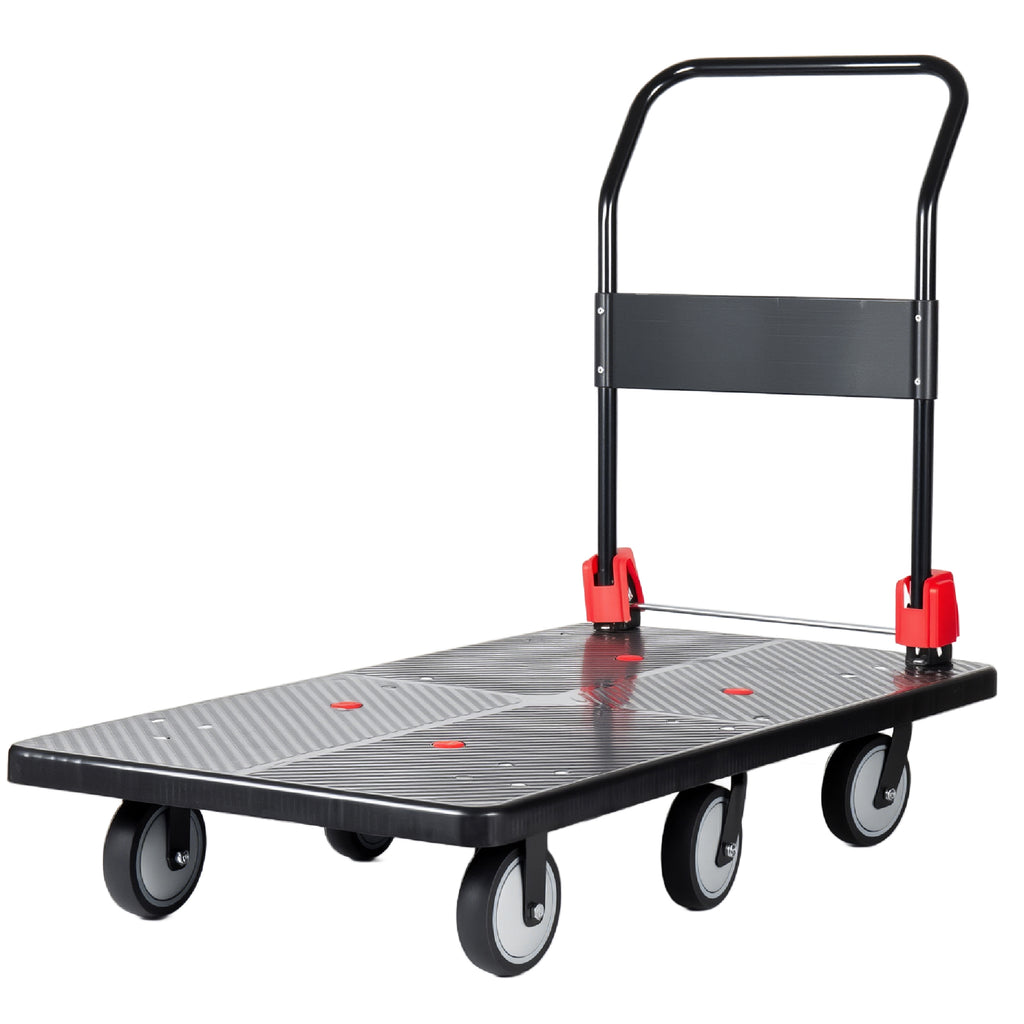 25.5'x51.5' Platform Truck, Foldable Handcart with 6'' TPR 360-Degree Silent Wheels, 1800lbs Heavy-Duty Push Dolly Cart, 4 Steel Load-Bearing Beams for Warehouse Garage Home Use