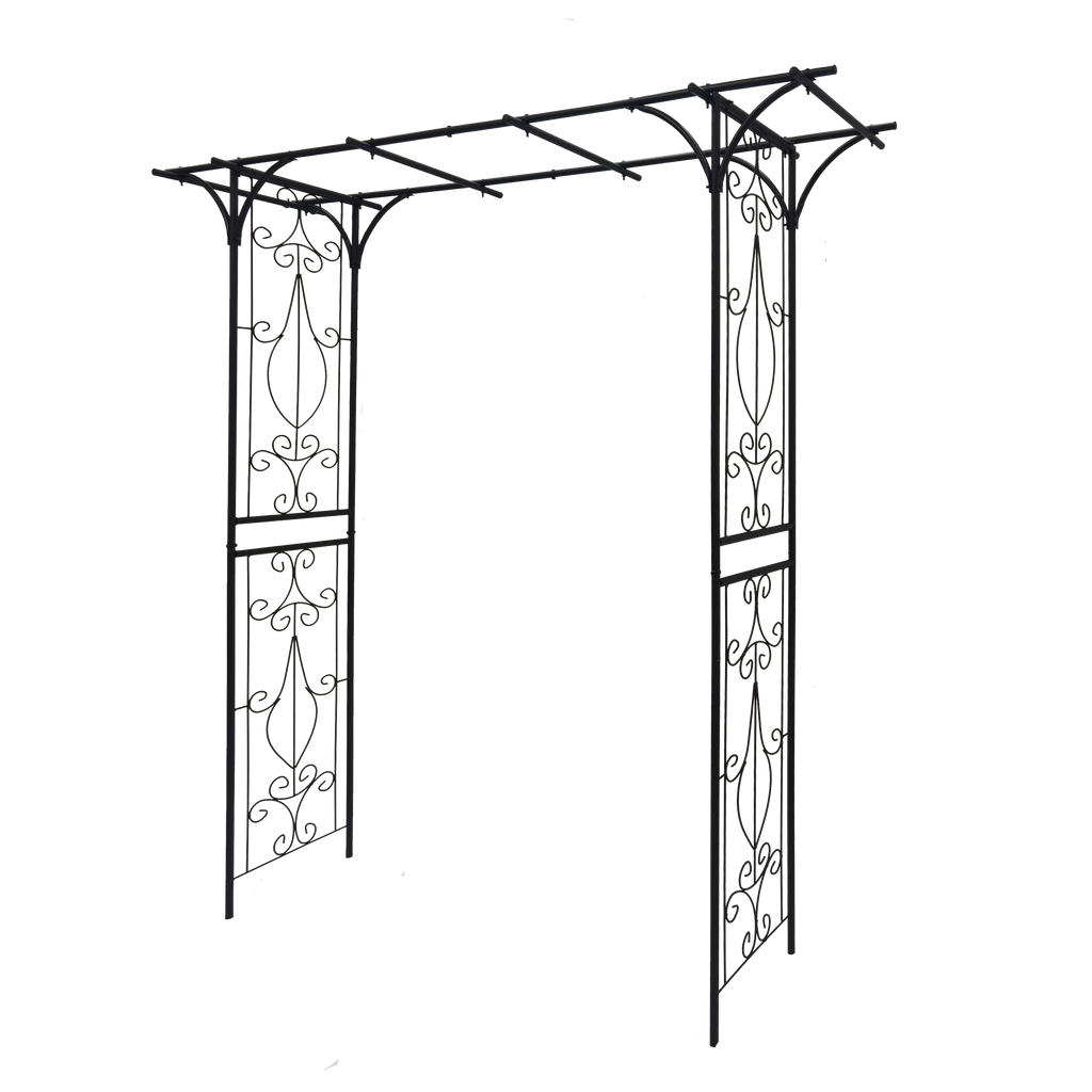 Metal Garden Arch L80.3'' x W20.47'' x H81.1'' Climbing Plants Support Rose Arch Outdoor Black