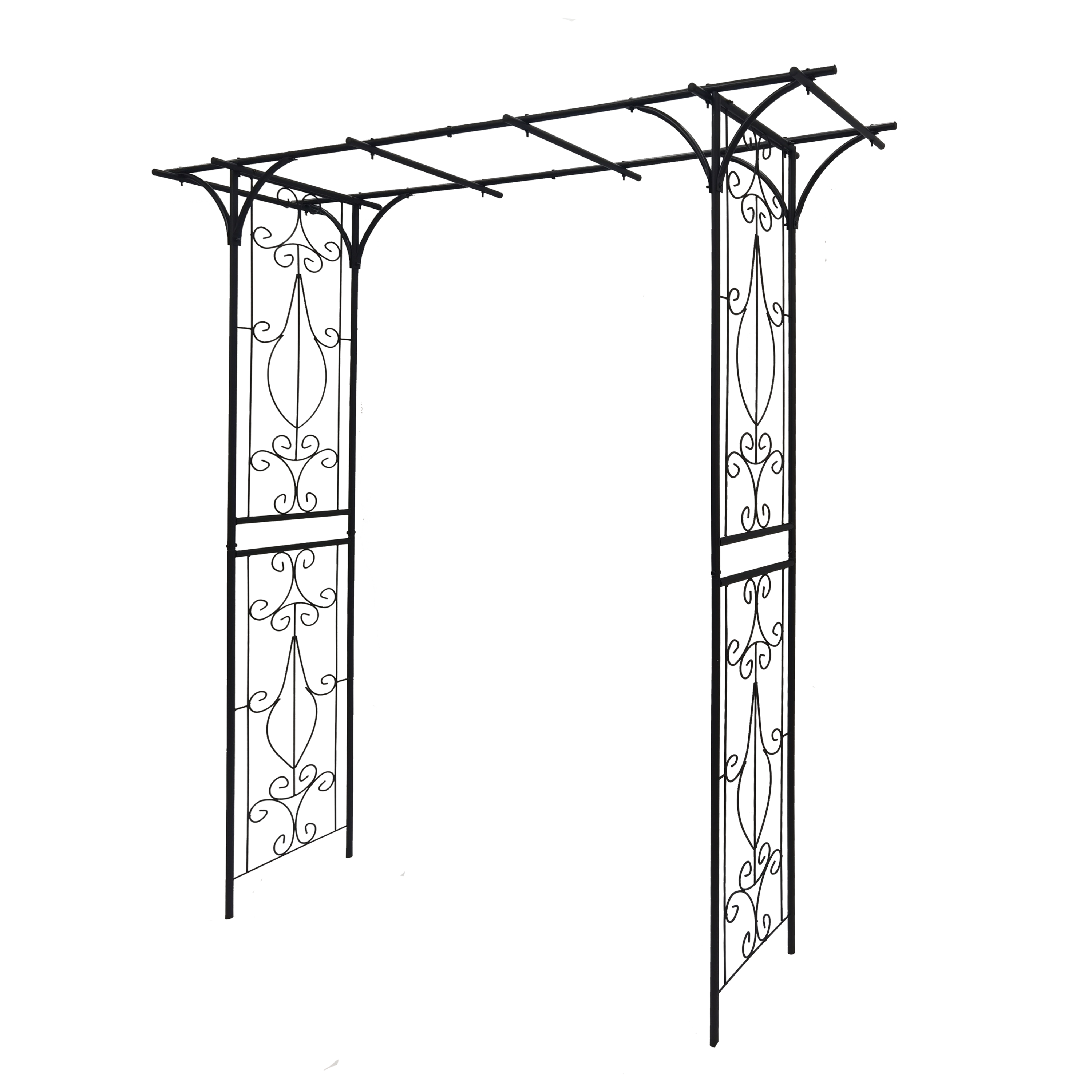Metal Garden Arch L80.3'' x W20.47'' x H81.1'' Climbing Plants Support Rose Arch Outdoor Black