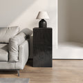 Wood-Look Square-Column MGO End Table,  H33.75',Wood-Like Distressed Finish, Mix with Different Heights, Indoor Outdoor Use,Black Color
