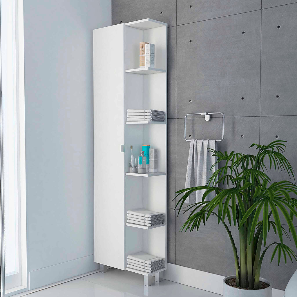 White 5-Shelf Linen Cabinet