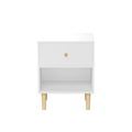 23.22''H White MDF Wooden Nightstand with One Drawer and One Shelf for Kids and Adults
