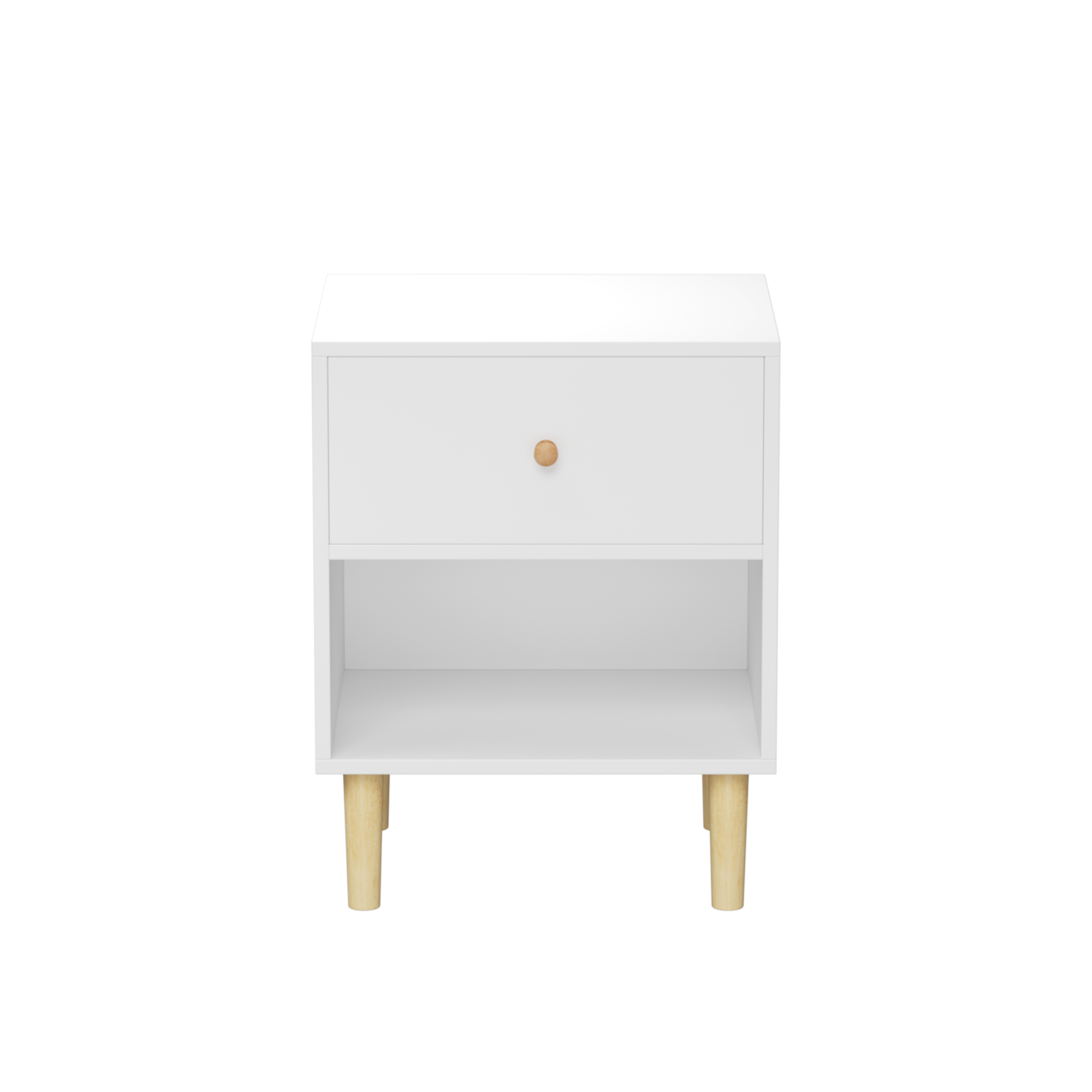 23.22''H White MDF Wooden Nightstand with One Drawer and One Shelf for Kids and Adults